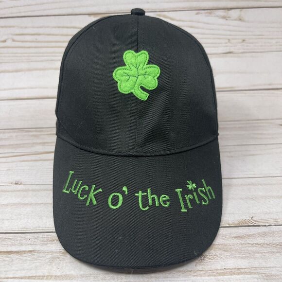 Hallmark Luck O The Irish Hat Adult One Size Adjustable Black Green Embroidered - Picture 4 of 11